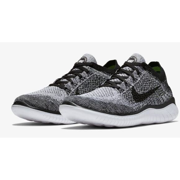 Nike FREE Run Race FLYKNIT Black White OREO Fast Ship MENS 9.5 NEW - Picture 1 of 14